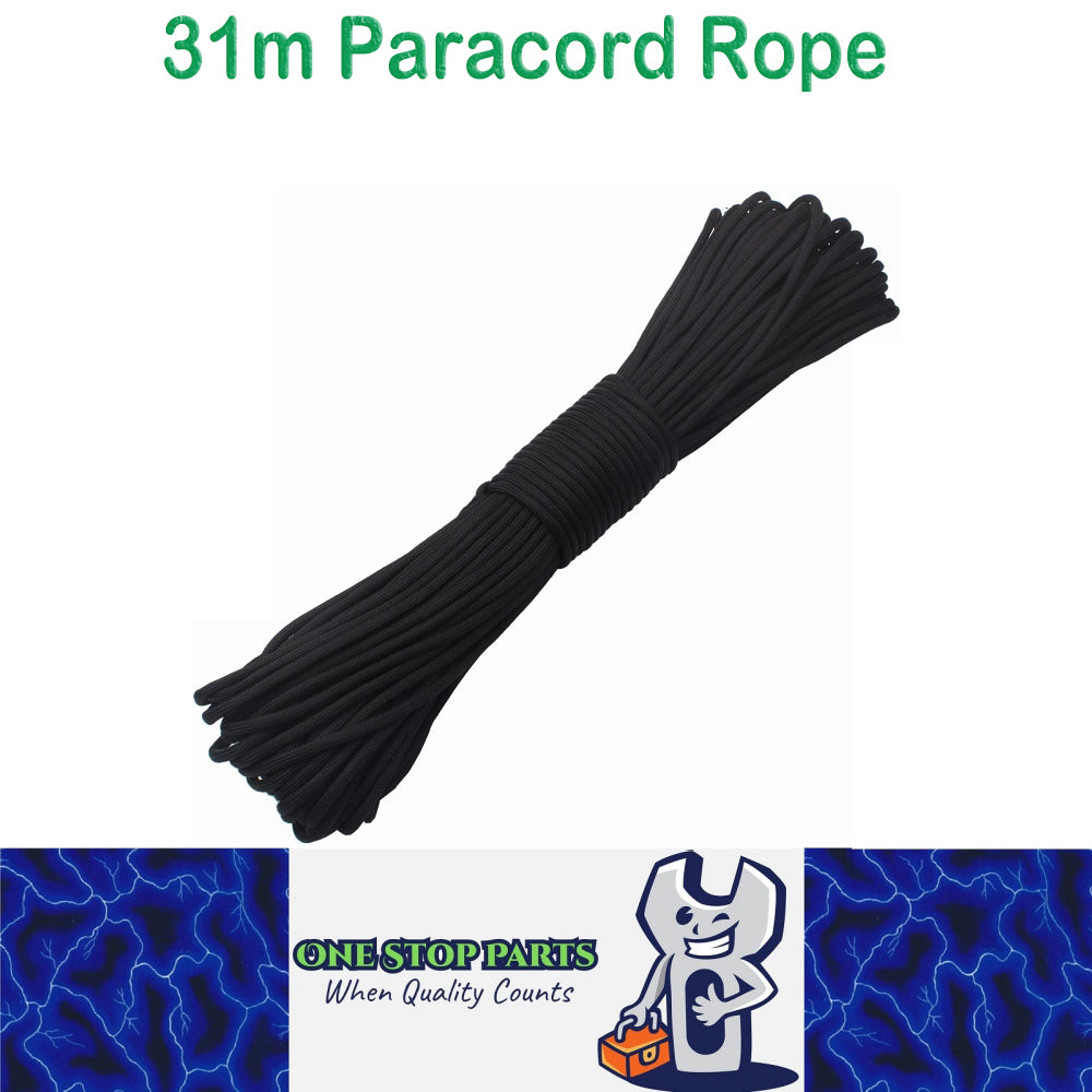 31m Black 650lb 9 core Paracord Rope 4mm Parachute Cord Outdoor Camping Rope
