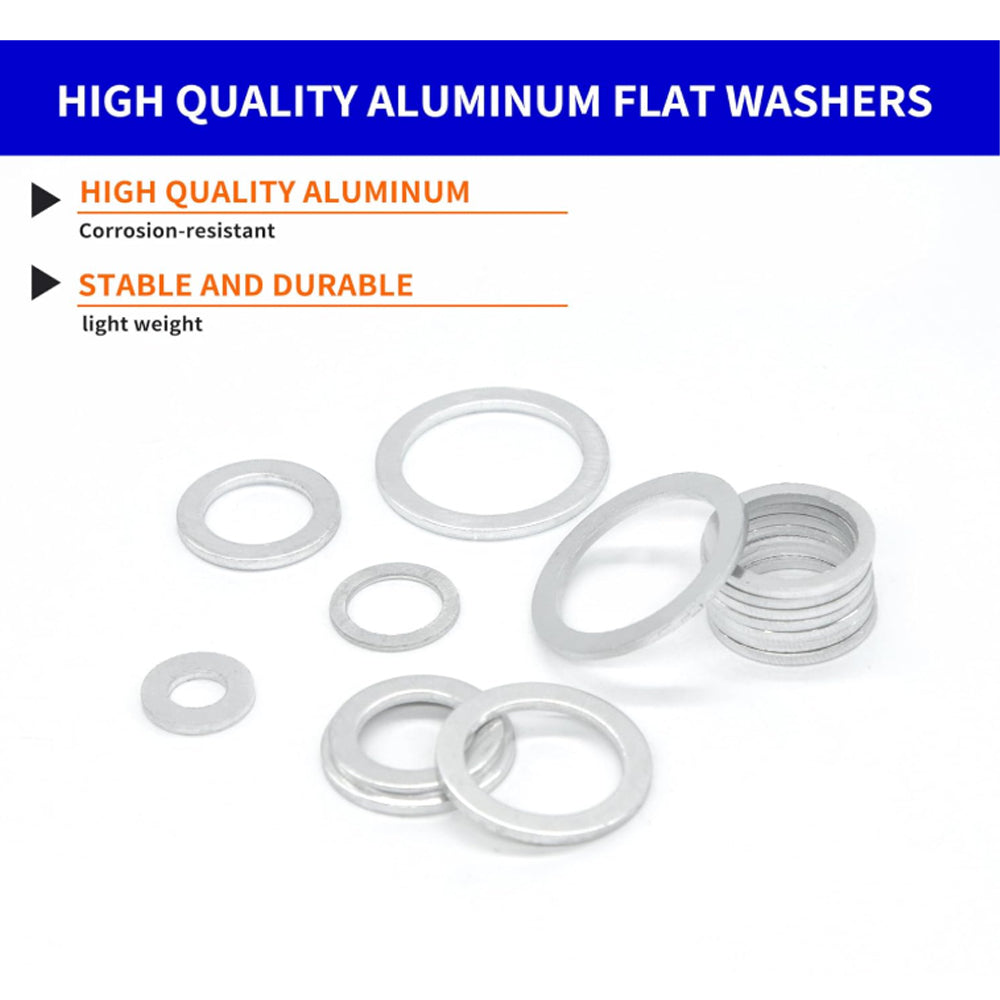 320pcs Aluminum Flat Washers Assortment Kits 12 Sizes M5-M20 Crush Washers
