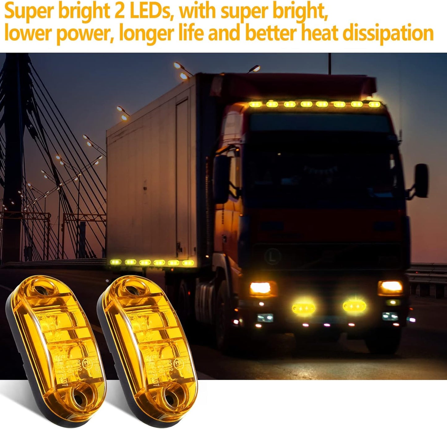 4 x Amber Side Marker Lamps ADR Compliant E Mark 12v/24v Multivolt (4pcs)