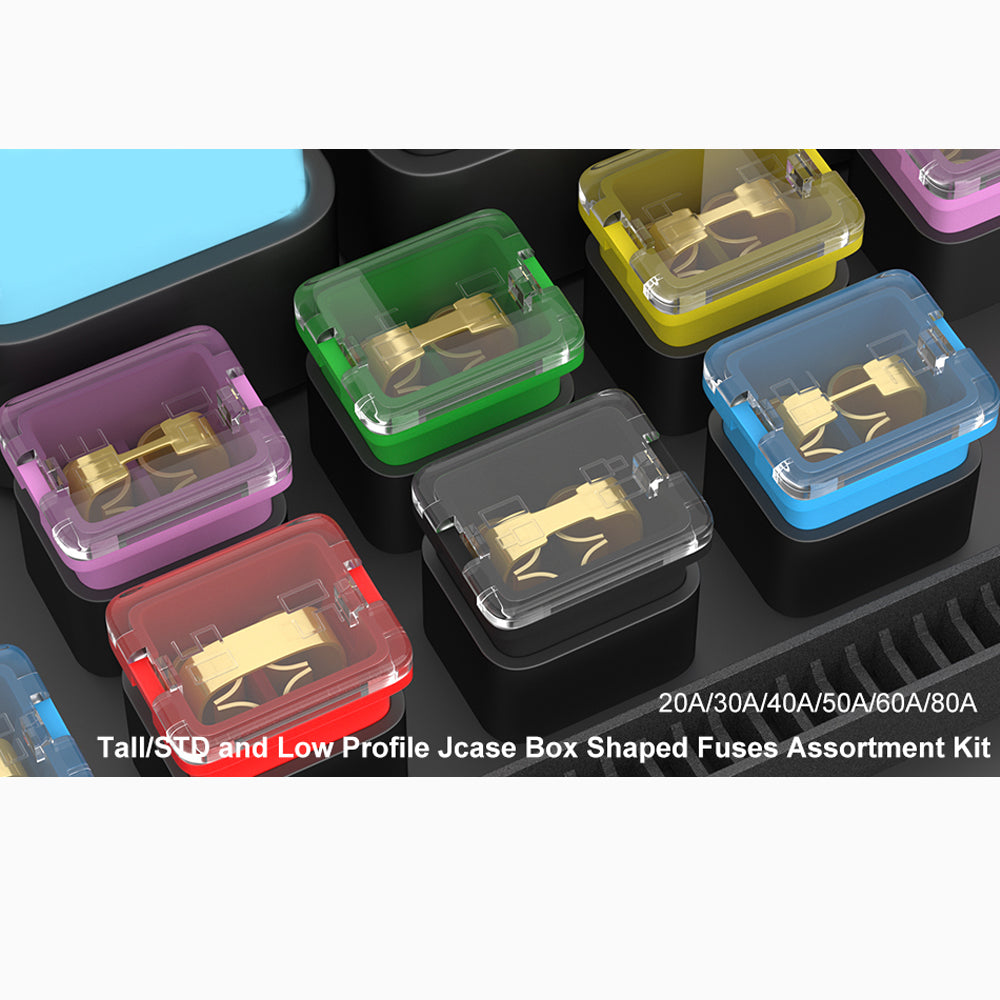 36pcs Jcase Fuse Tall/Standard Low Profile Fuse Block Kit 20A 30A 40A 50A 60/80A
