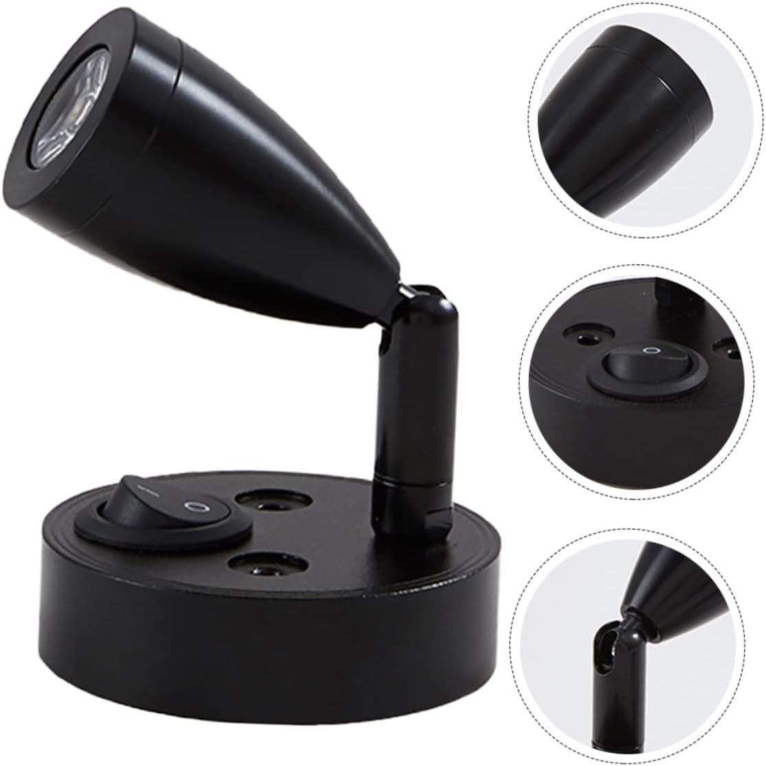 Pair 12v Black LED Bedside Reading Lights Cool White with Switch Rotatable Lamps