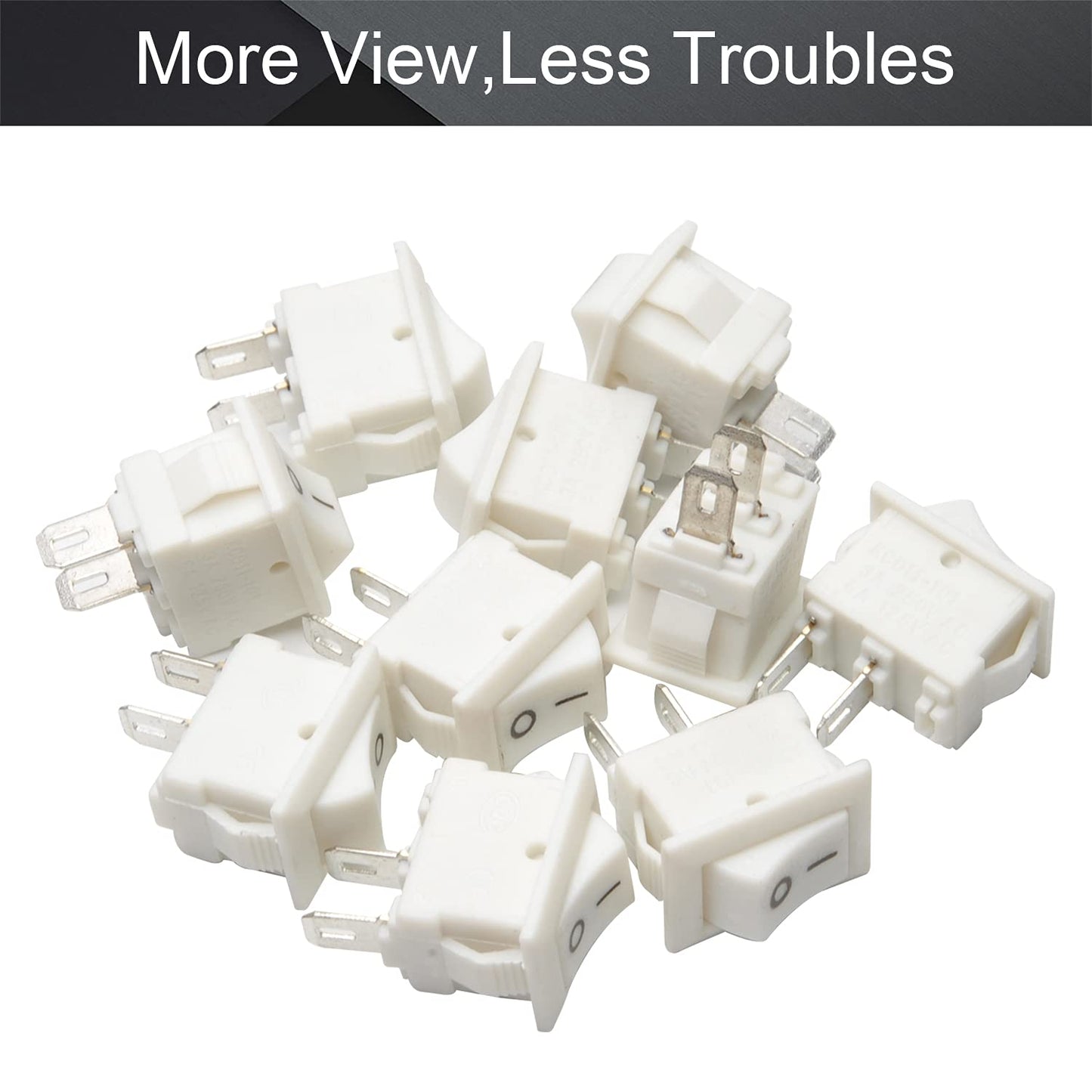 5 x White Rocker Switches 10x15mm ON/OFF 2 Pin SPST Panel Mount Rocker Switches