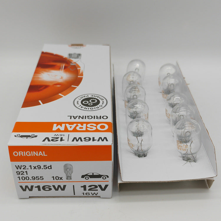 10 x OSRAM T15 12V 16W W16W Original Clear Incandescent Osram T15 Wedge Globes