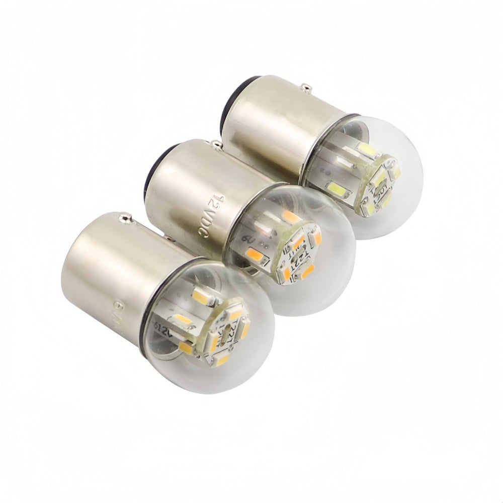 2 x Cool White G18 BAY15D 1157 12V 12SMD 100LM LED Globes (2pcs)