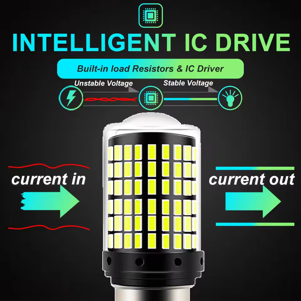 2 x BAU15S 1156 12V 2100LM Red LED 144SMD CANBU 360 degree super Bright (2pcs)