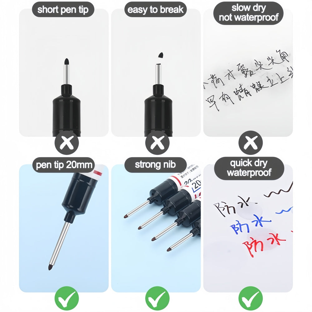 8 x 20mm Deep Hole Marker Pens 4 x Black and 4 x White Long Tip Nib Markers 8pcs