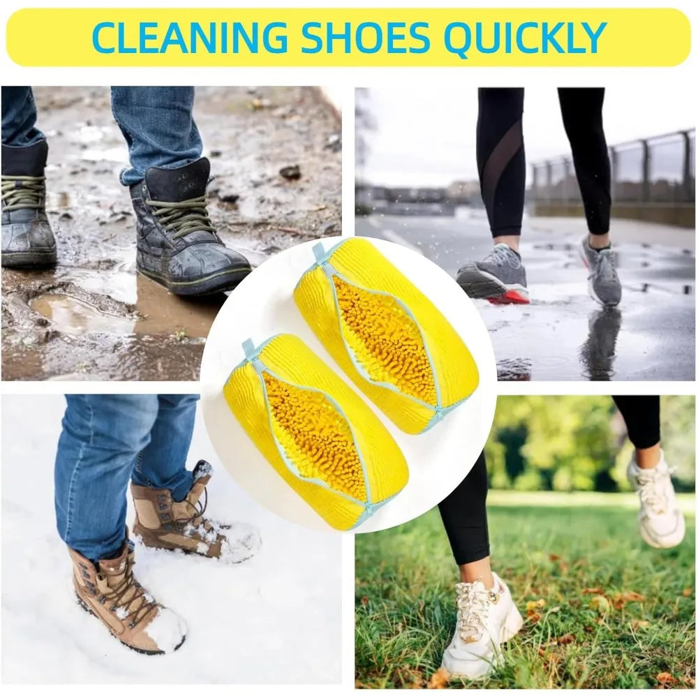 Shoe Washing Bag Fluffy Fiber 360° Clean Reusable Zipper Laundry Net for Sneaker