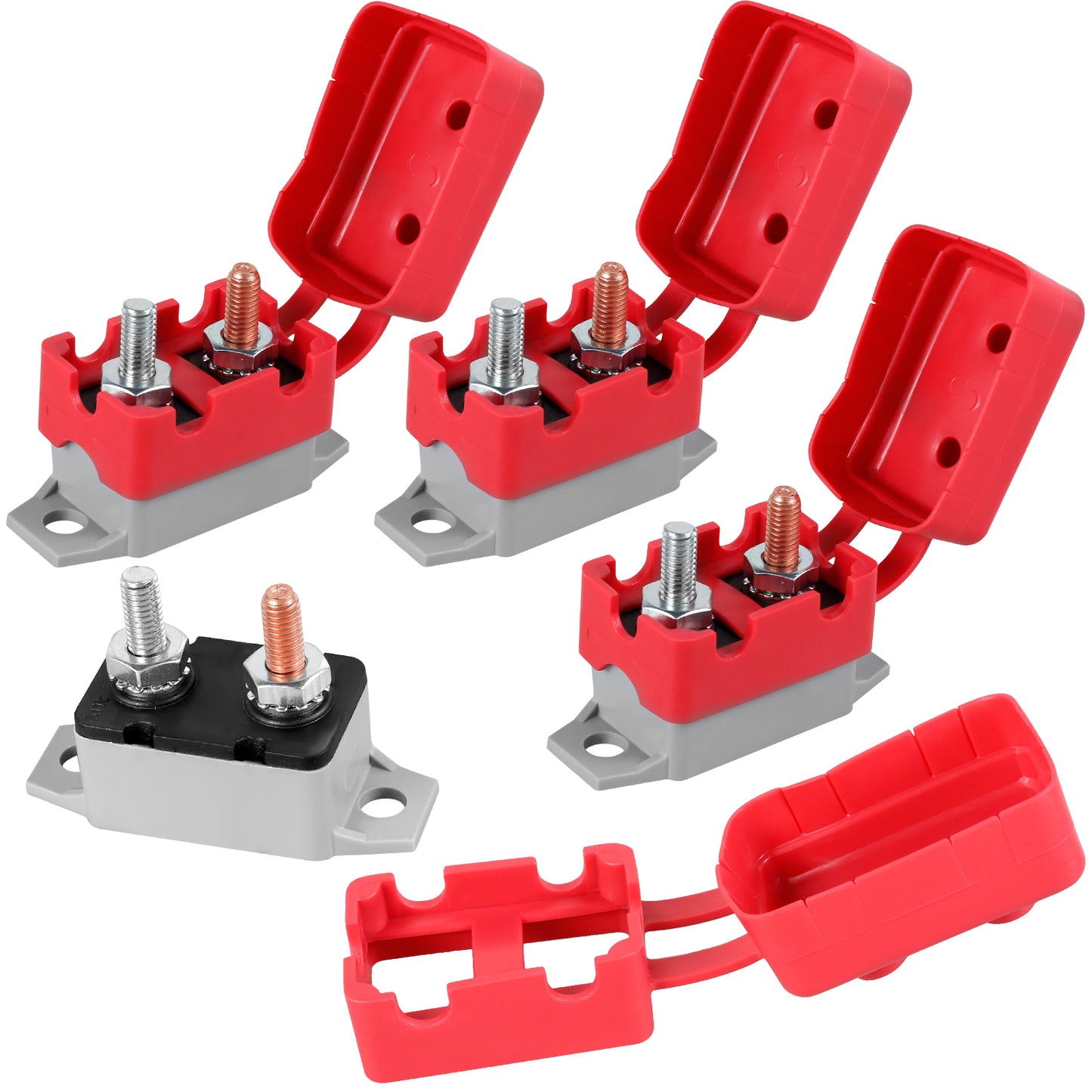 4 x Mini Waterproof Auto Reset 50Amp Circuit Breaker With Dust Boot Covers 4pcs