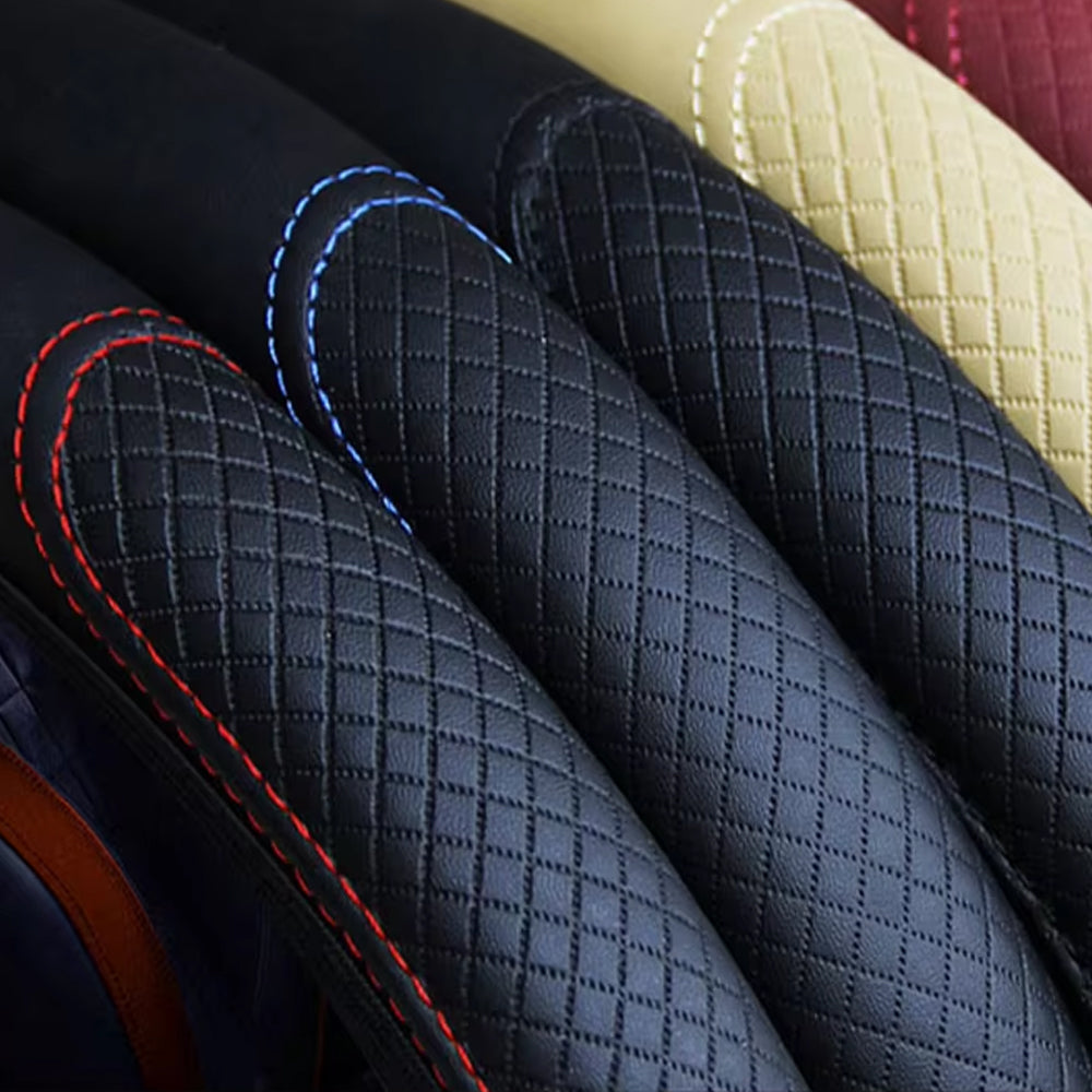 Car Steering Wheel Cover 37-39cm Microfiber Leather Protection Cover Black/Blue