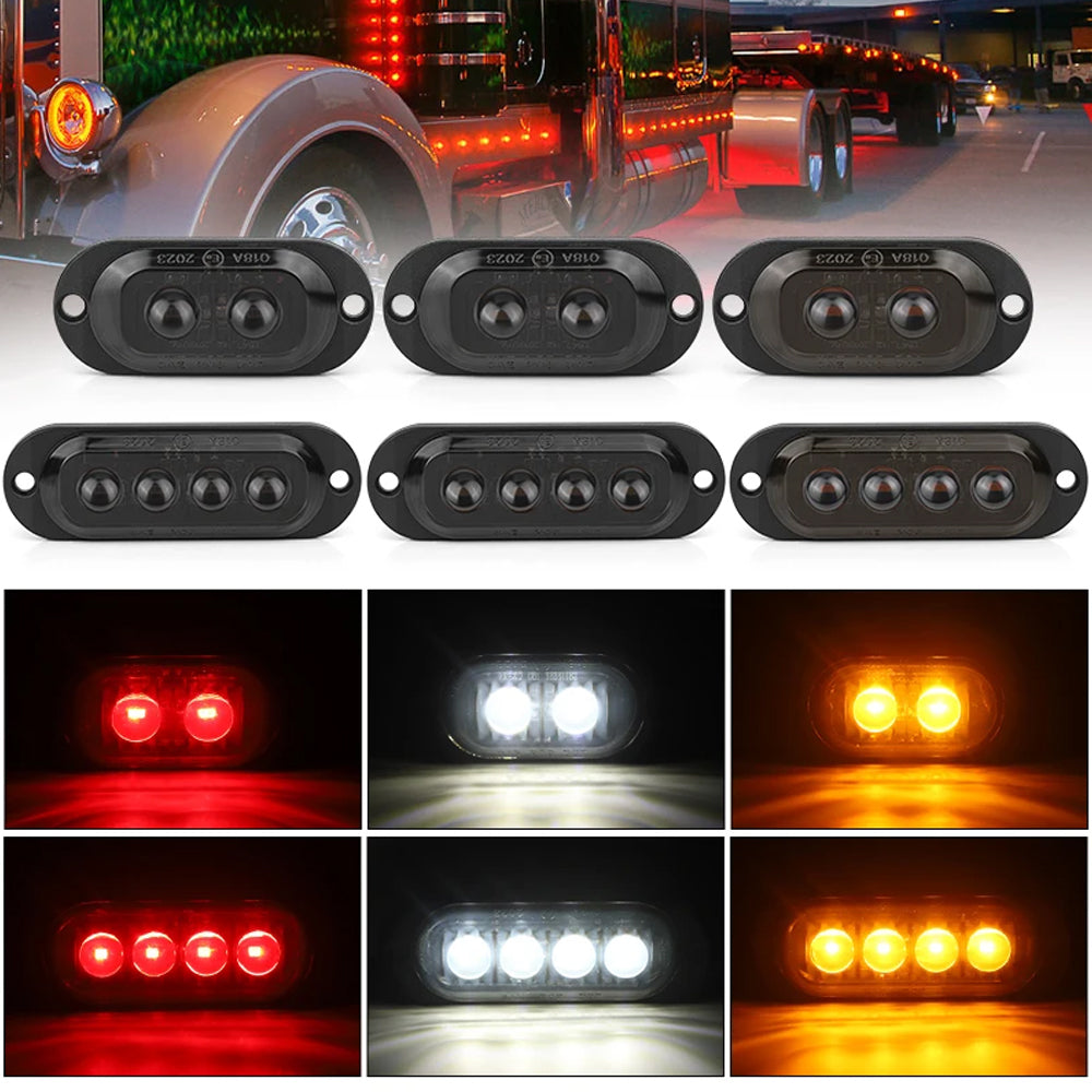 2 x White LED Front Marker Lamps 4LED 12V-24V Multivolt LED Front Marker Lights