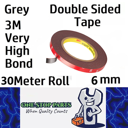3M VHB Grey Tape 6mm Double Sided Tape 30 Meter Roll x 0.8mm Thick Grey (30m)
