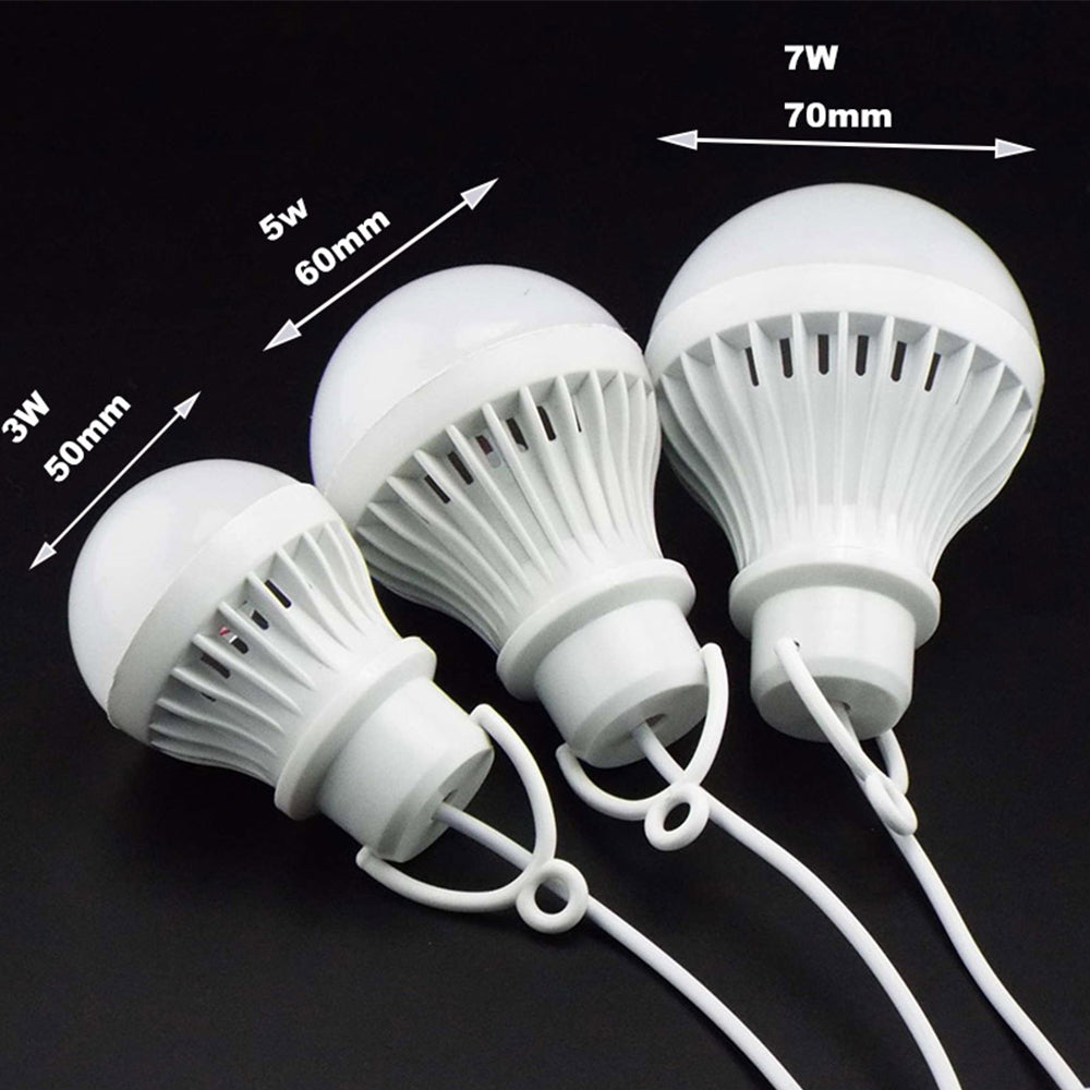 3 x USB 5w Cool White Light Bulb with 1.5 Meter Cable Ideal for Camping (3pcs)