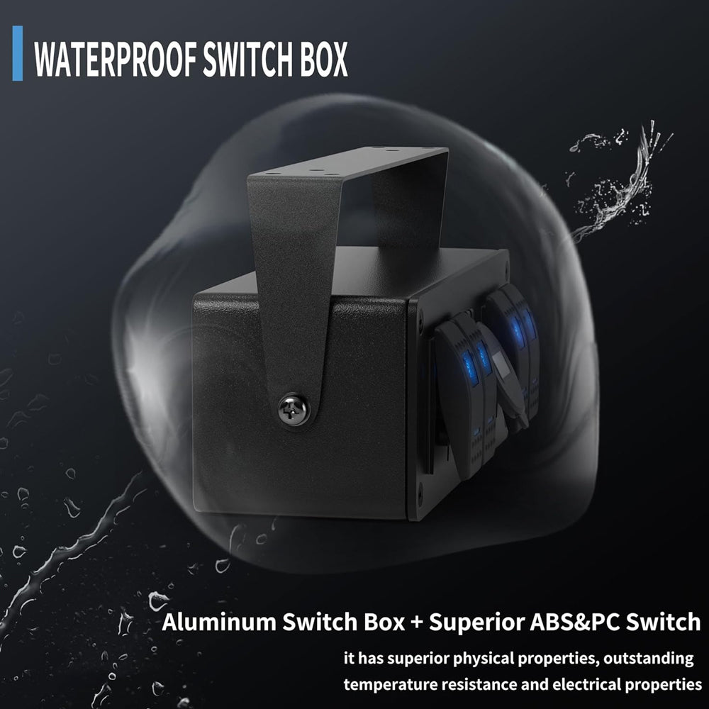 4 Gang Rocker Switch Box Switch Panel with PD + QC3.0 USB Outlet and Voltmeter