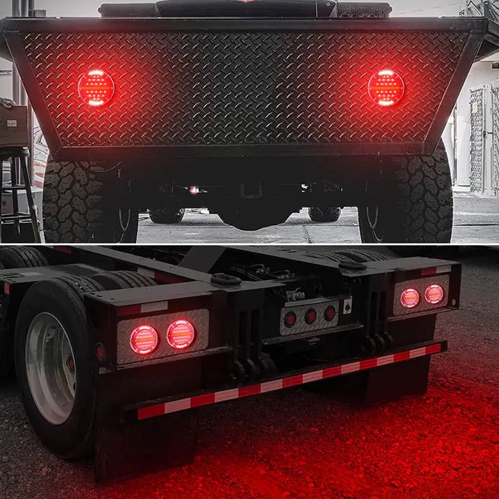 4pcs 4 in 1 LED Tail Light Round 140mm Stop/Tail/Indicator/DRL for Trailer Truck