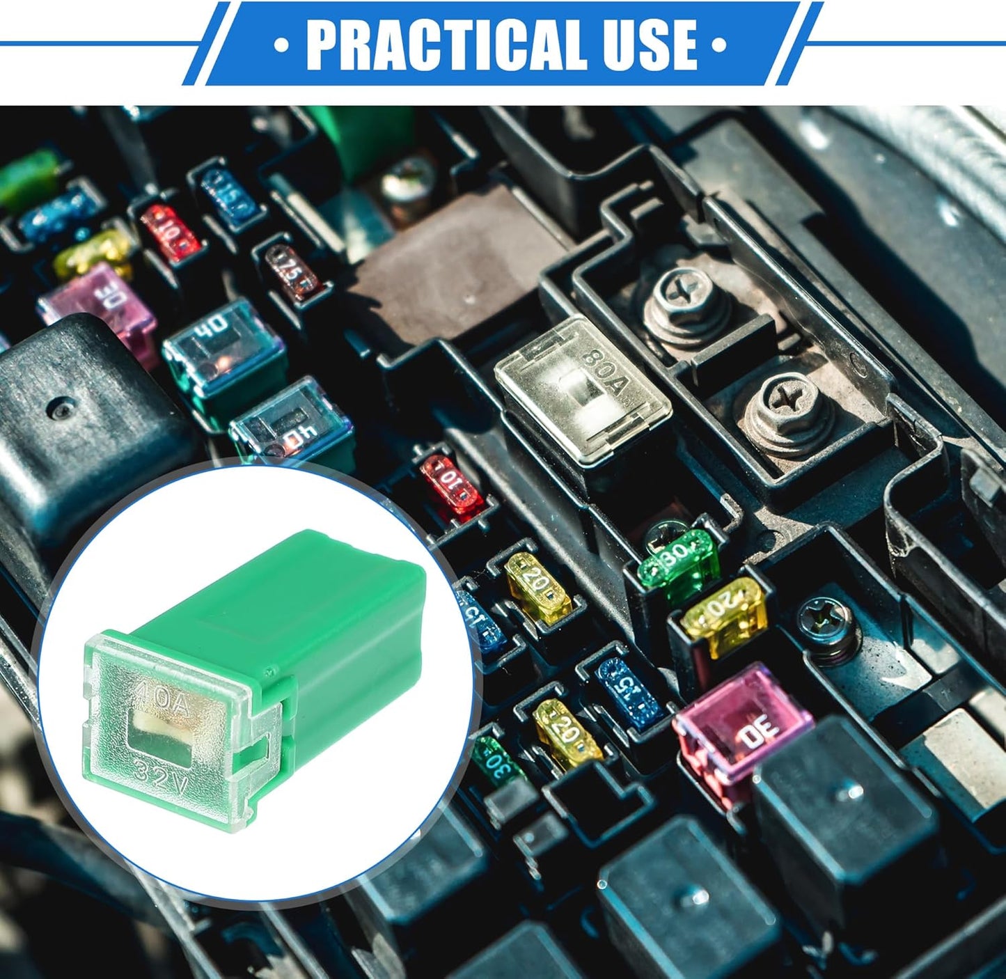 5 x 40Amp Green Small Slow Blow Fuse Block 10mmx12mm x 27mm High 40A Fuse (5pcs)