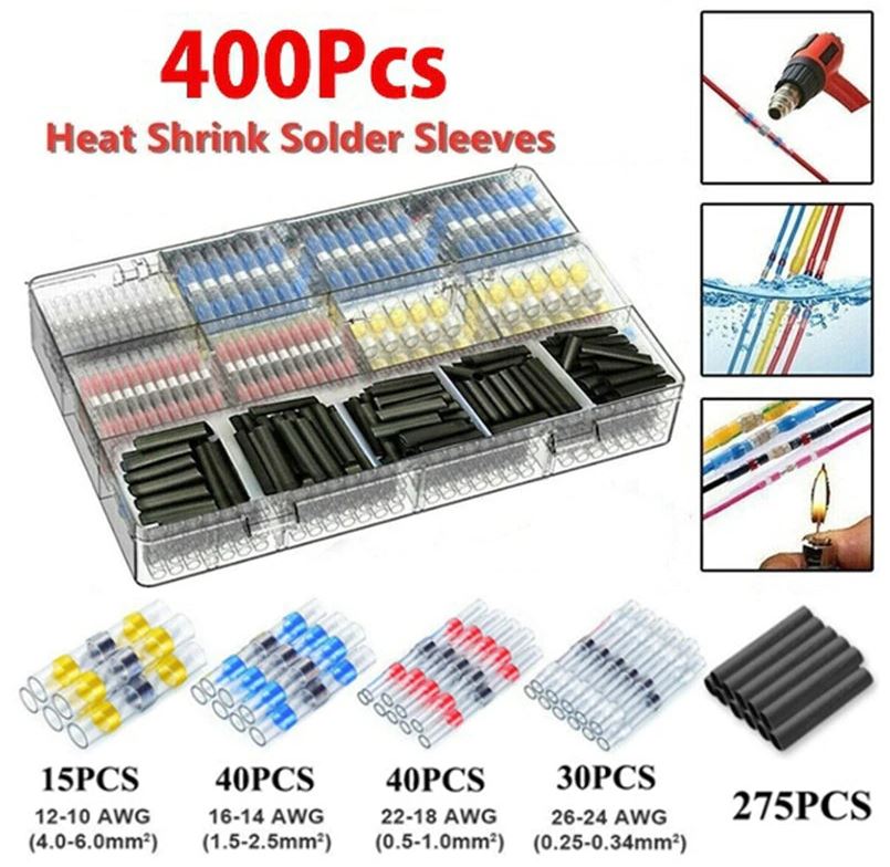 400pcs Mixed Waterproof Heat shrink Wire Connector Solder Insulated Joiners