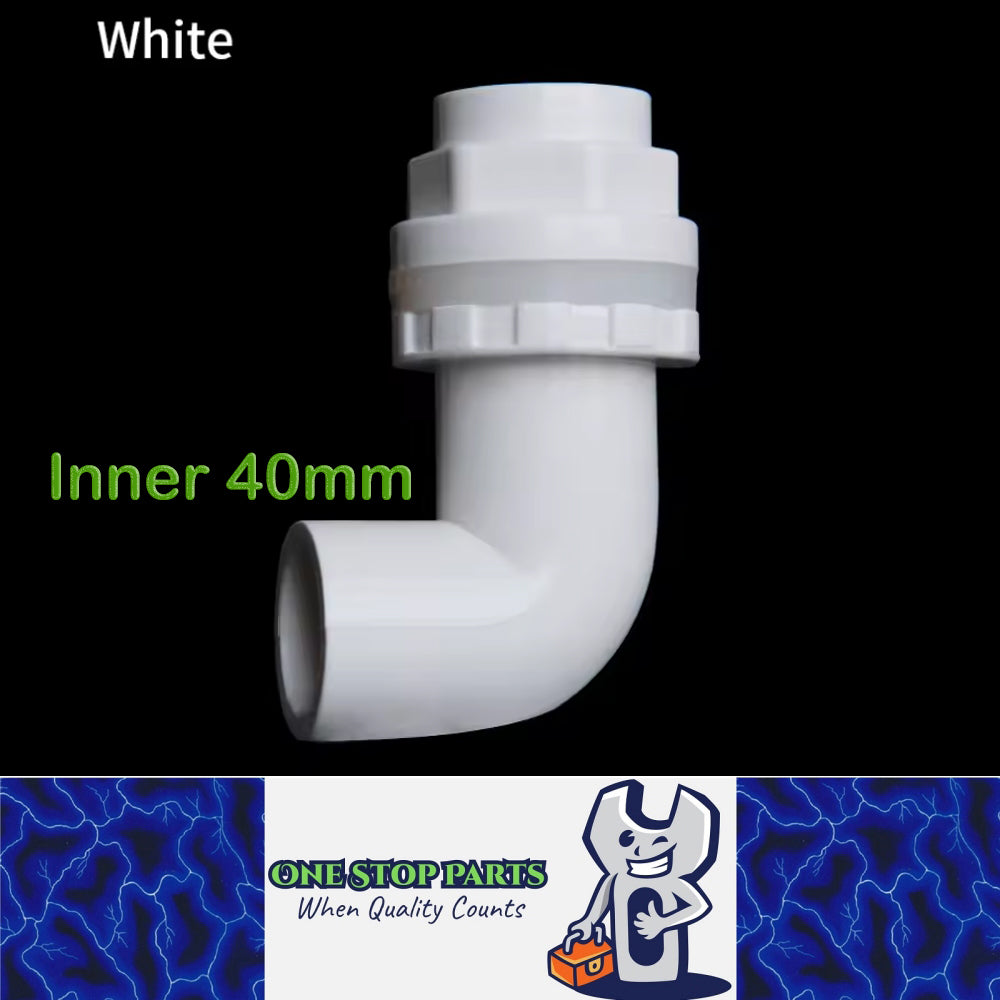 ID40mm White PVC Aquarium 90° Elbow Drainage Connector Fish Tank Overflow Joint