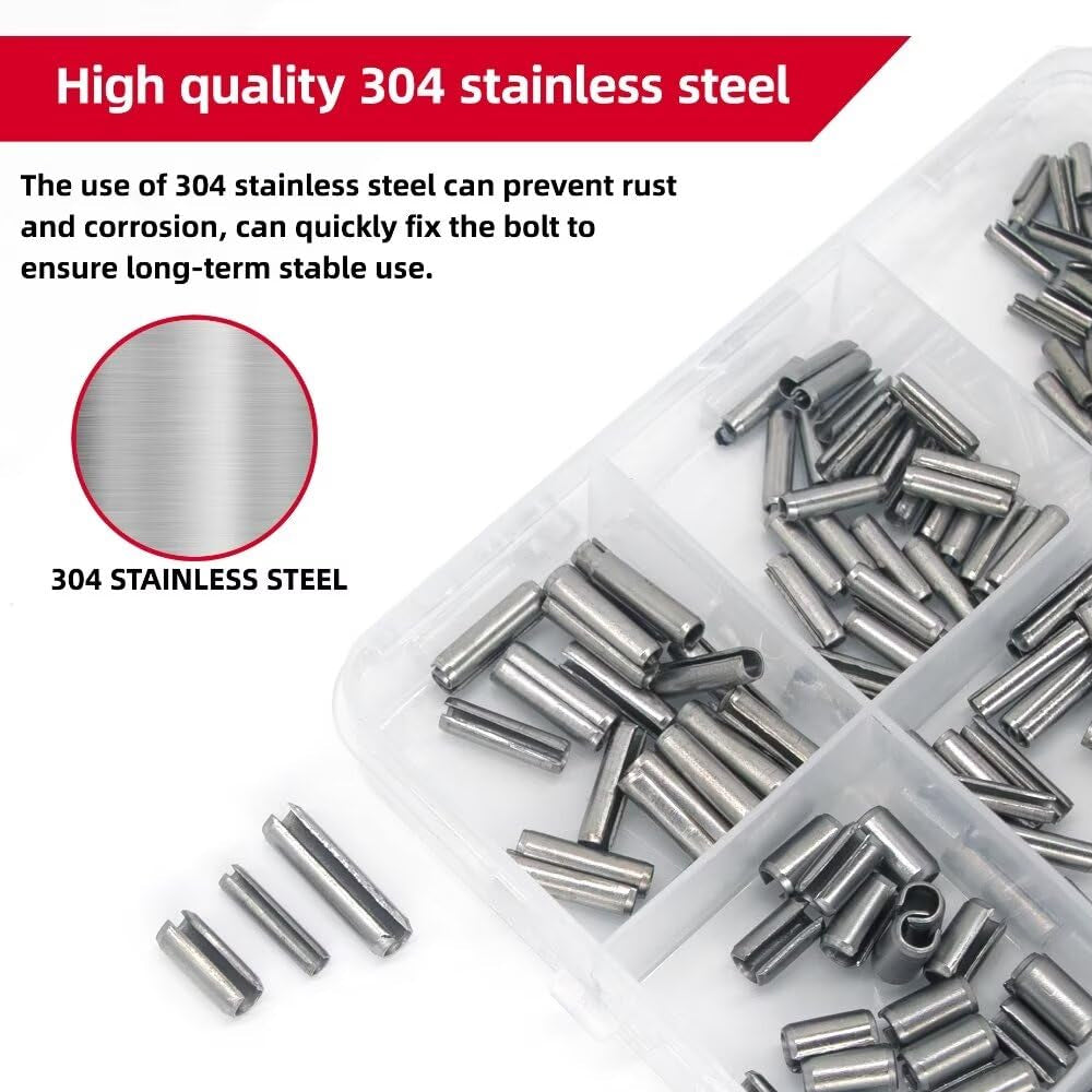 424pcs Stainless Steel Roll Pins Kit Spring Dowels Slotted Pins and Split Pins
