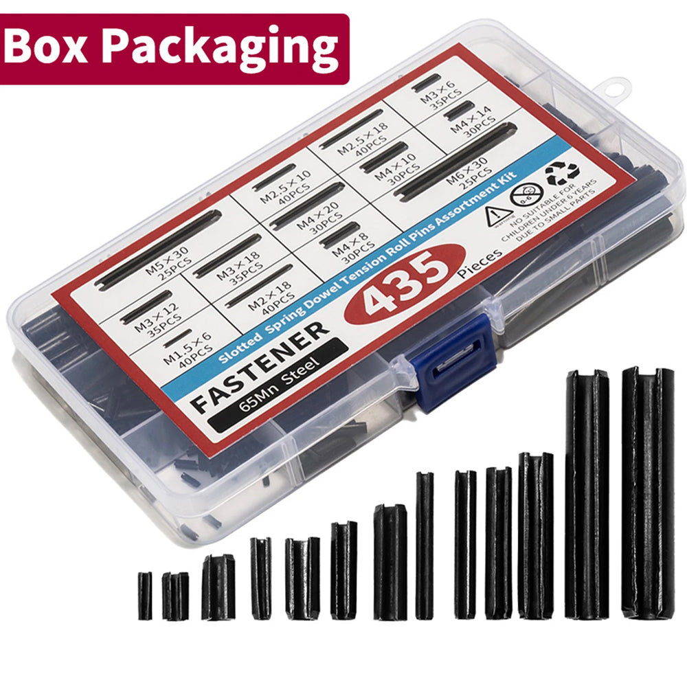 435pcs Roll Pin Kit Slotted Tension Pins Split Dowels & Expansion Spring Pin