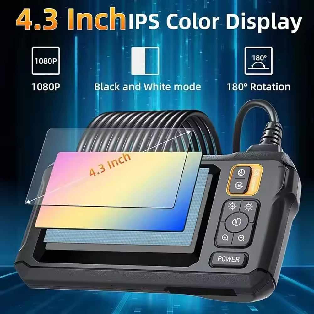 5m Industrial Endoscope Inspection Camera 8mm IP67 HD1080P with 4.3" IPS Screen