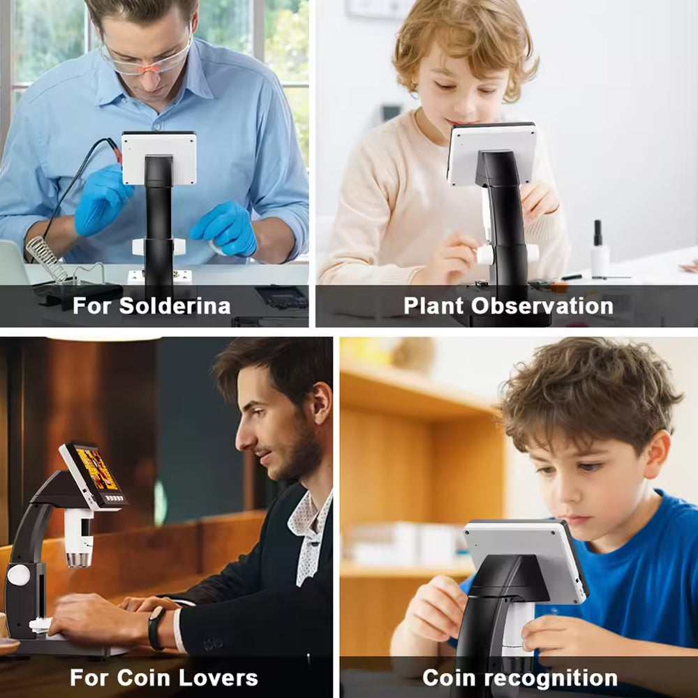 1000X Digital Microscope 4.3 inch IPS 1080P 8 LEDs Coin Microscope Magnifier