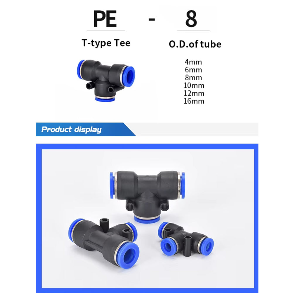 44pcs 8mm Air Pneumatic Connectors Fittings Kit with PE/PU//PV/PY/PZA Plugs
