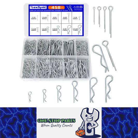 458pcs Cotter Pins and R Pins Assortment Kit 10 sizes Hairpin Cotter Pins R Clip