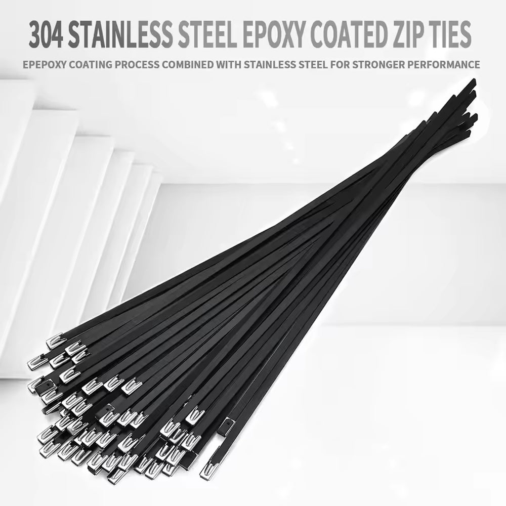 100pcs 4.8x300mm 304 Stainless Steel Zip Ties Self Locking Heavy Duty Cable Ties