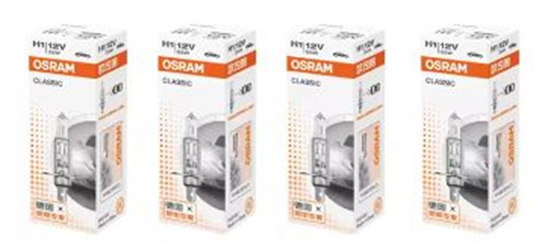 4 x Osram 12v H1 55w P14.5s Halogen Clear Globes 3200k Classic 64150 (4pcs)