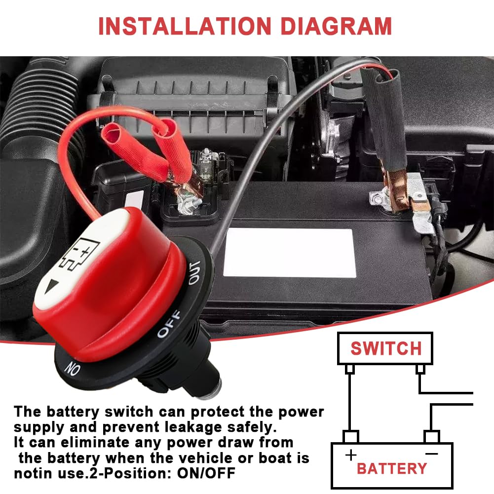 12V 50Amp Isolator Switch Battery Disconnect Switch for Motorbike Car Boat RV
