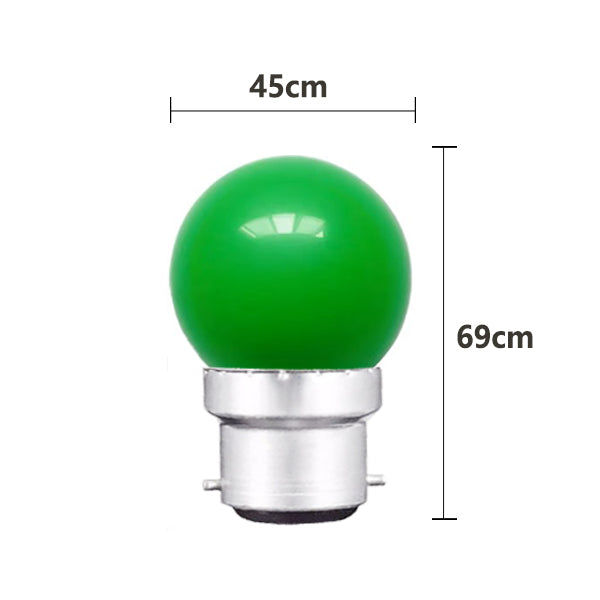 2 x Green 12v B22 1W LED Bubble Globe Frosted Green Lens sign party (2pcs)
