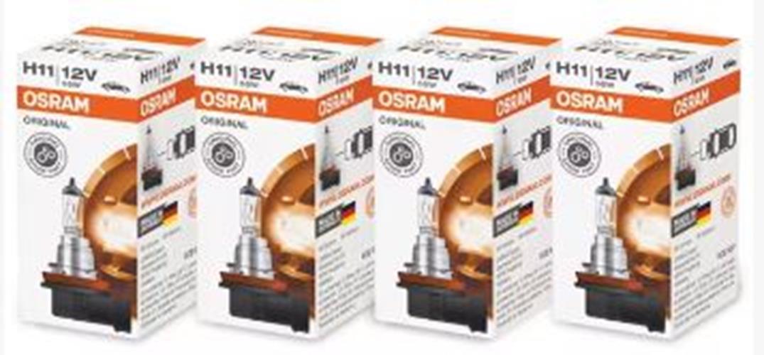 4 x Osram 12v H11 55w Halogen Clear Globes 3200k original 64211 (4pcs)
