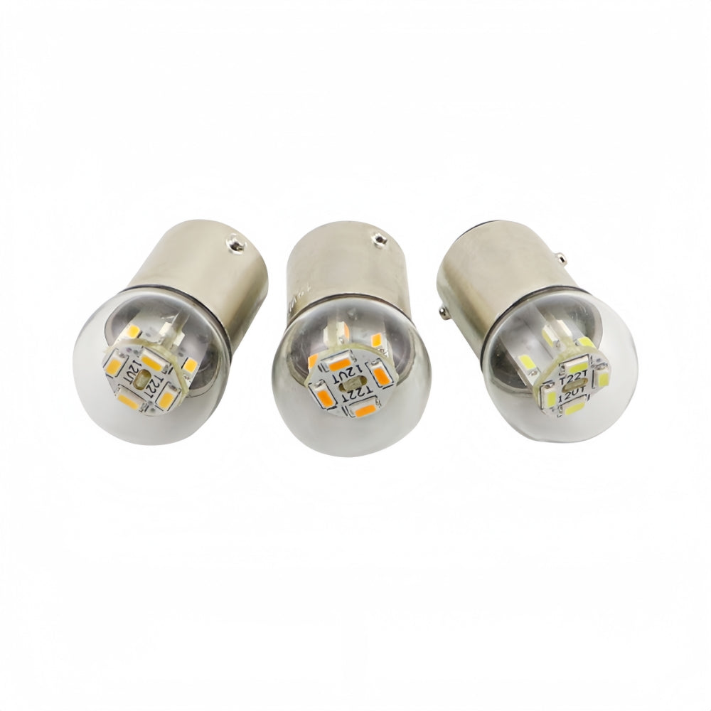2 x Cool White G18 BAY15D 1157 12V 12SMD 100LM LED Globes (2pcs)