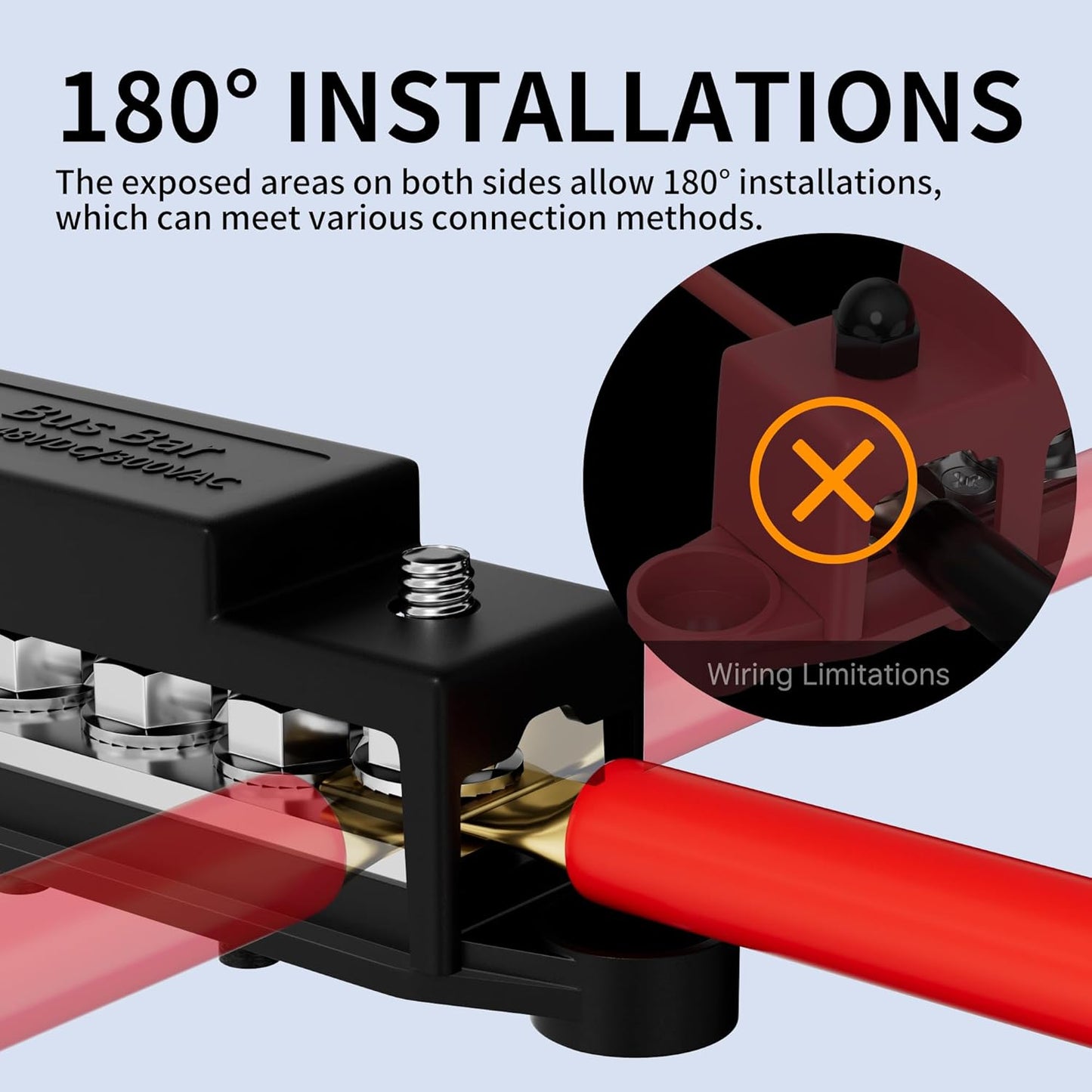 M8 Bus Bar 12V-48V 275A Power Distribution Block 6xM8 Posts Studs Terminal Block