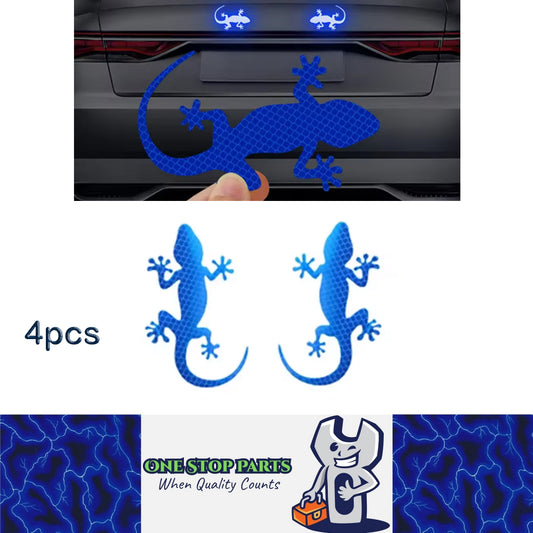 4 x Blue Car Reflective Sticker Safety Warning Mark Gecko Reflective Tape Strip