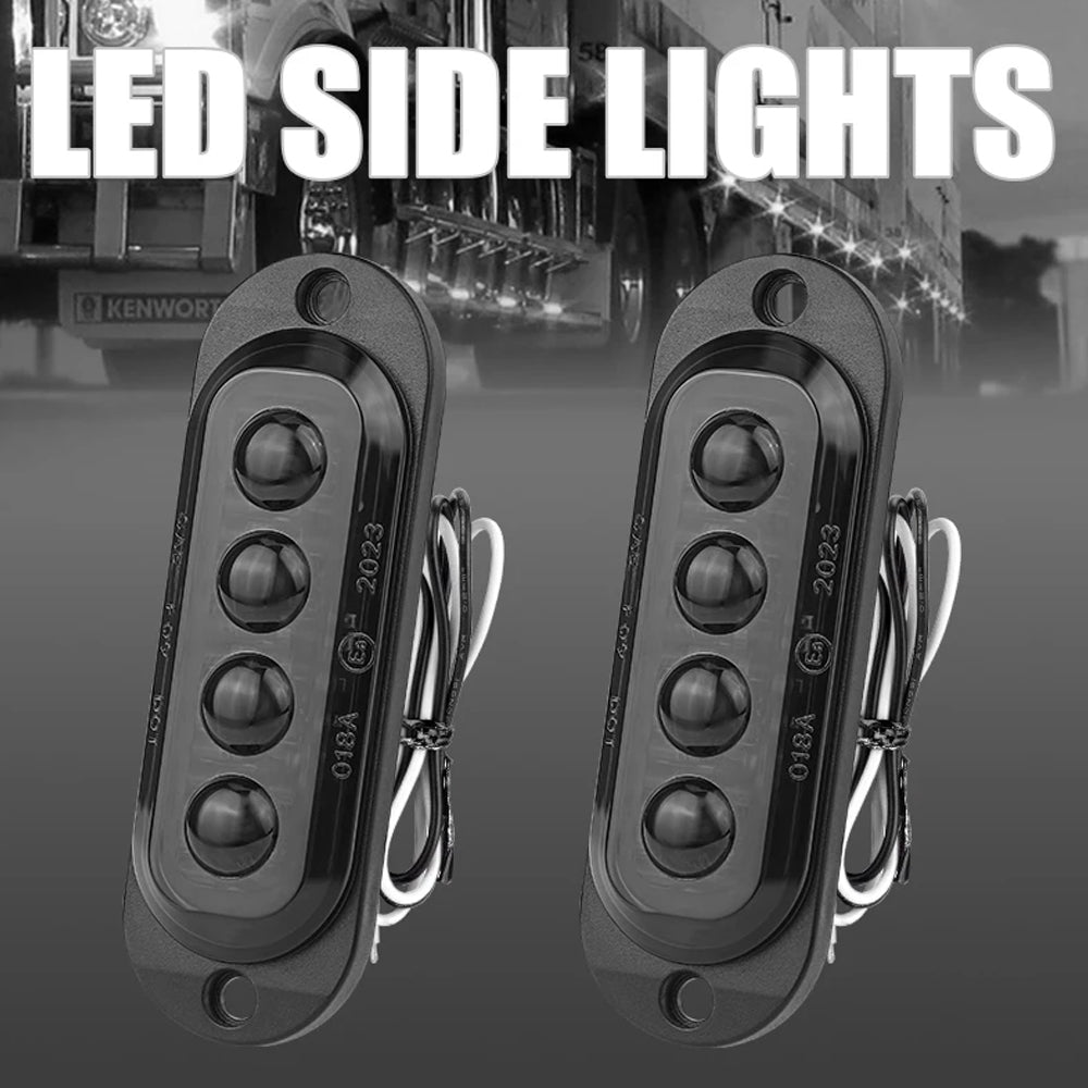2 x White LED Front Marker Lamps 4LED 12V-24V Multivolt LED Front Marker Lights