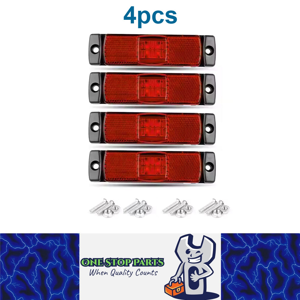 4 x Screw on Red Reflector with 12V/24V 4 LEDs Red Side Marker Lights