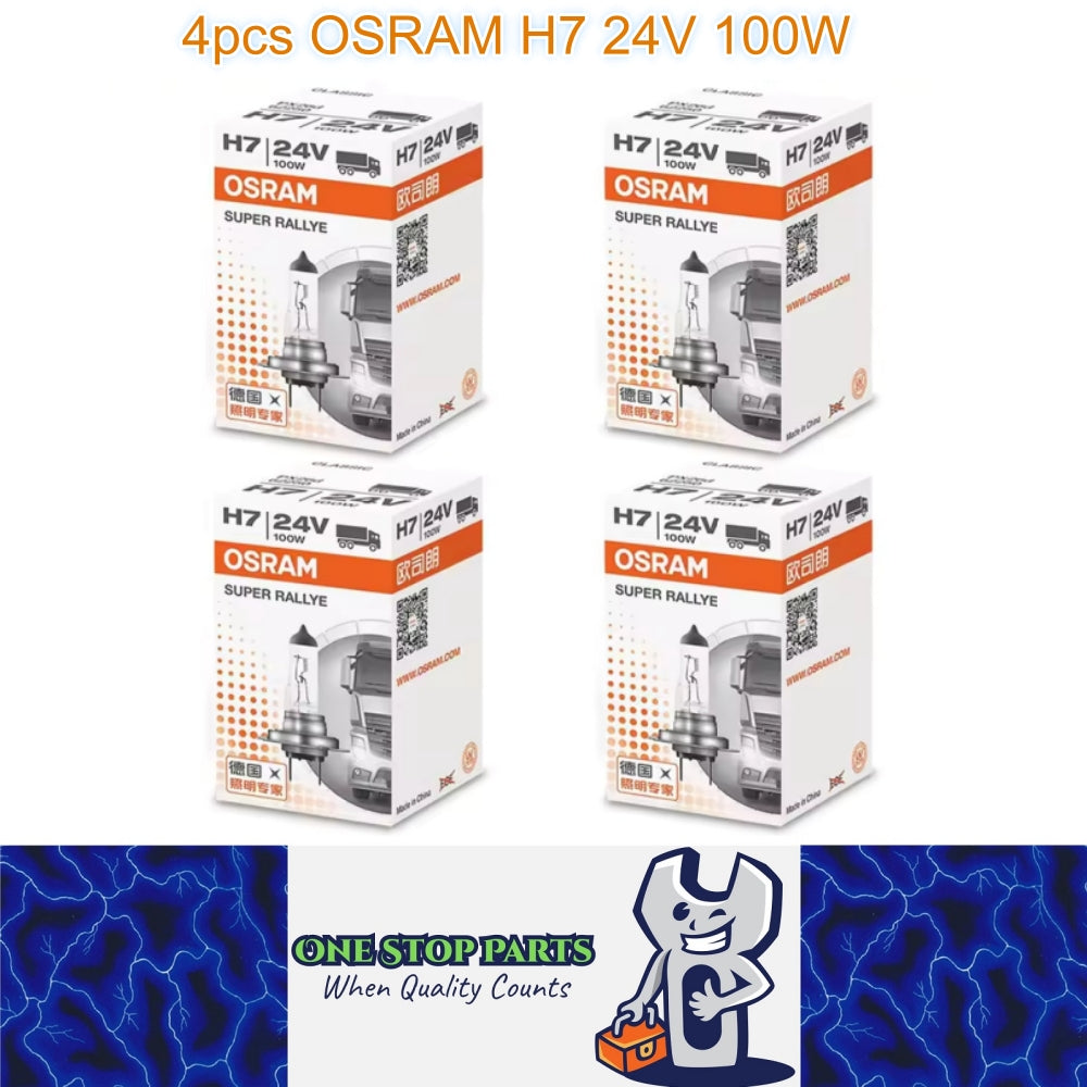 4 x Osram 24V H7 100W Halogen Clear Globes 3200K Truck Original Headlight (4pcs)