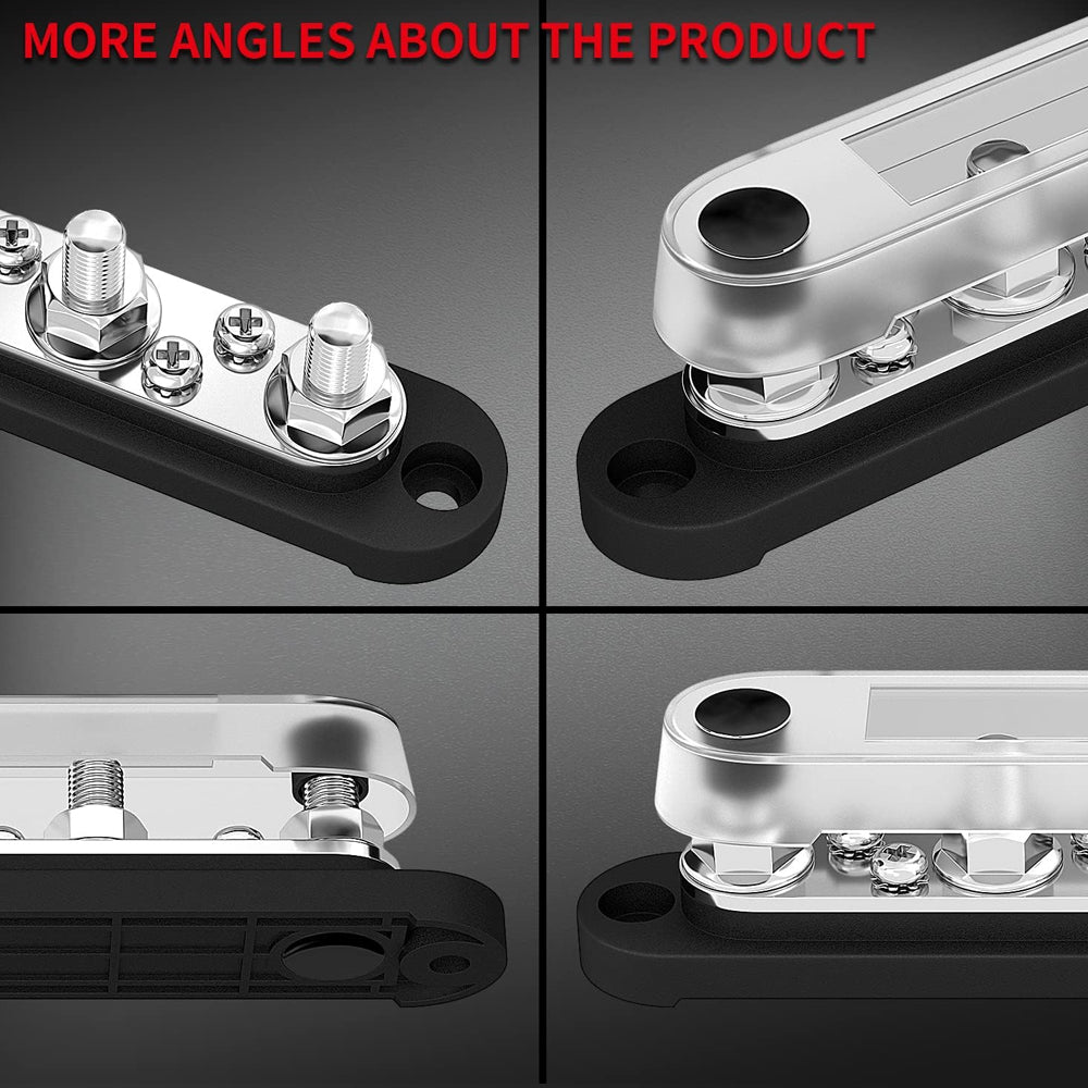 M8 Bus Bar 12V-48V 150A Power Distribution Block 4xM8 Posts Studs 6xM4 Terminals