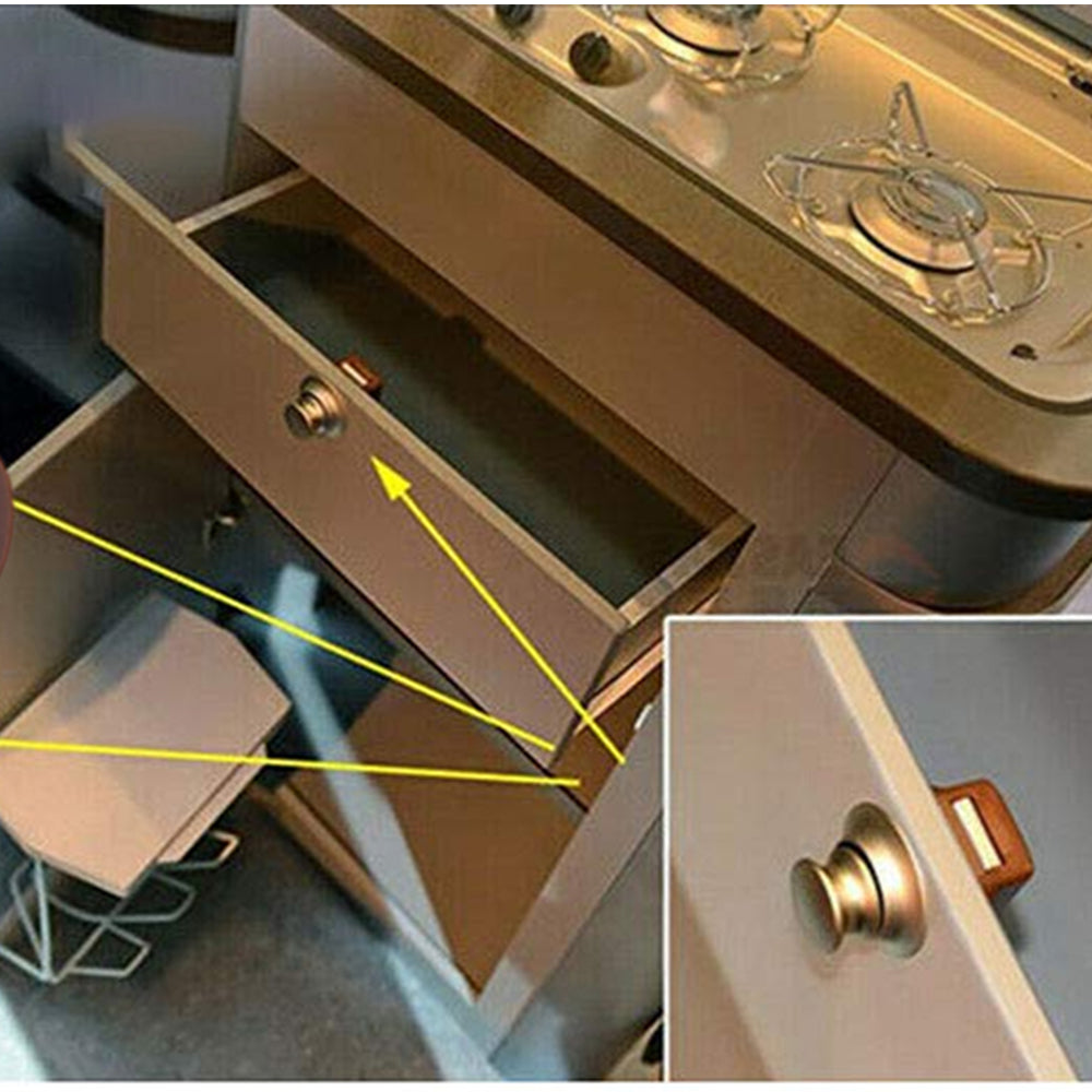 Chrome 20mm Push Lock Catch Door Knob RV Caravan Cabinet Latch Button Lock