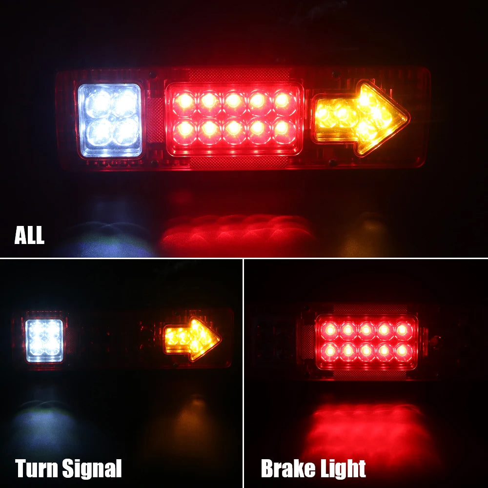 2 x 12V LED Trailer Lamp 19LEDs Stop Tail Indicator Reverse Light Truck Lorries
