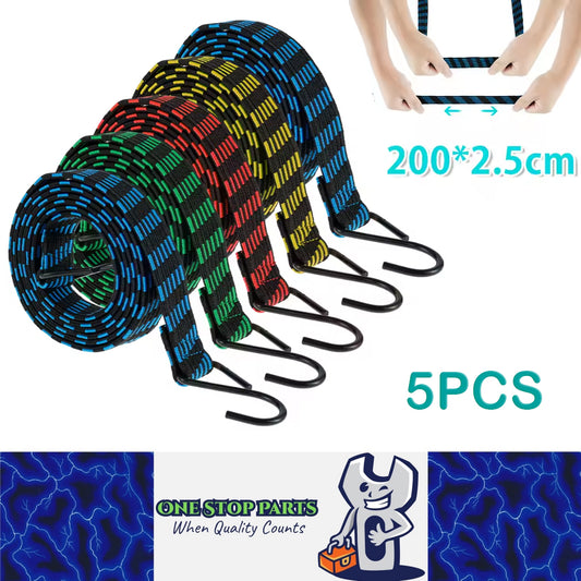 5 x 2M Bungee Cords Heavy Duty Luggage Bungee Straps with Hooks Elasticity Rope