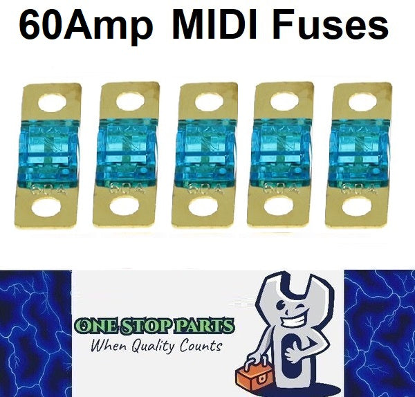 5 x 60A MIDI Fuses ANS 60 Amp Fuses 41mm x 12mm 4wd Caravan Truck Bus Fuses 5pcs