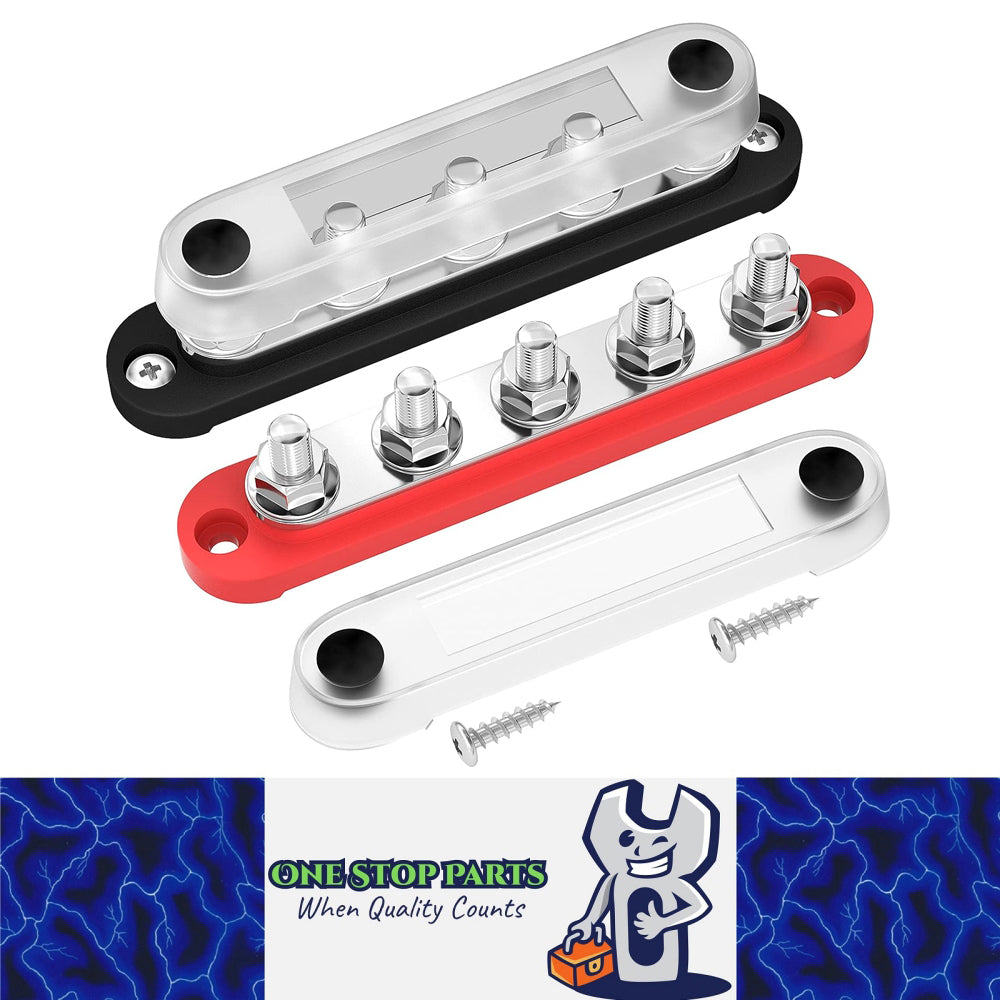 M8 Bus Bar 12V-48V 150A Power Distribution Block 5xM8 Posts Stud Terminal Block