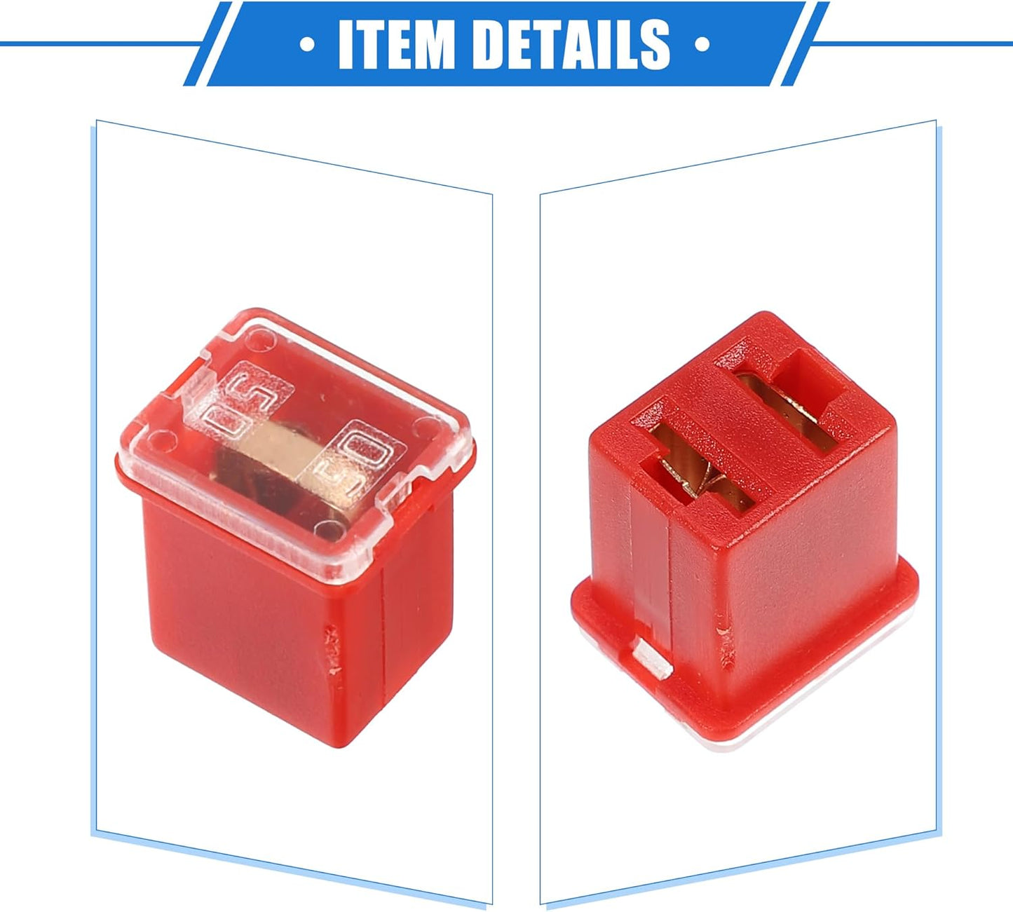 5 x 50Amp Red Mini Slow Blow Fuse Block 10mmx12mm x 16mm High 50A Fuse (5pcs)