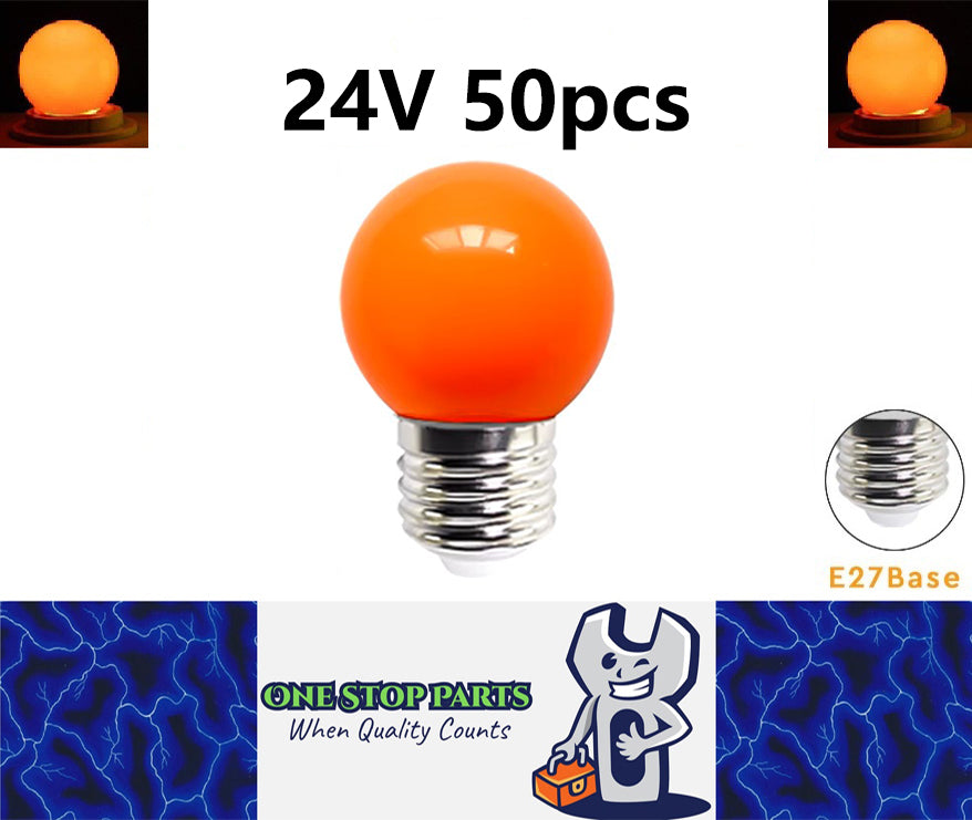 50 x Orange 24V E27 1W LED Bubble Globe Frosted Orange Lens sign party (50pcs)