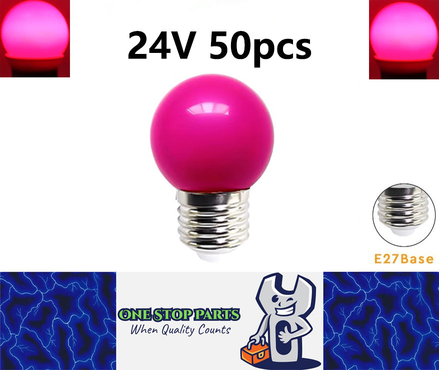 50 x Purple 24V E27 1W LED Bubble Globe Frosted Purple Lens sign party (50pcs)
