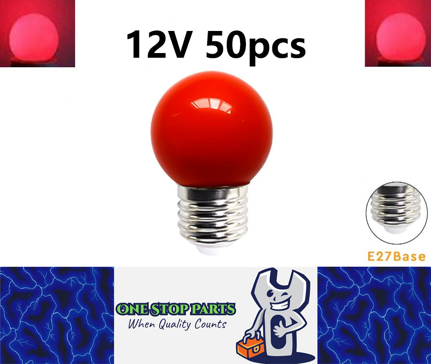50 x Red 12v E27 1W LED Bubble Globe Frosted Red Lens for sign party (50pcs)