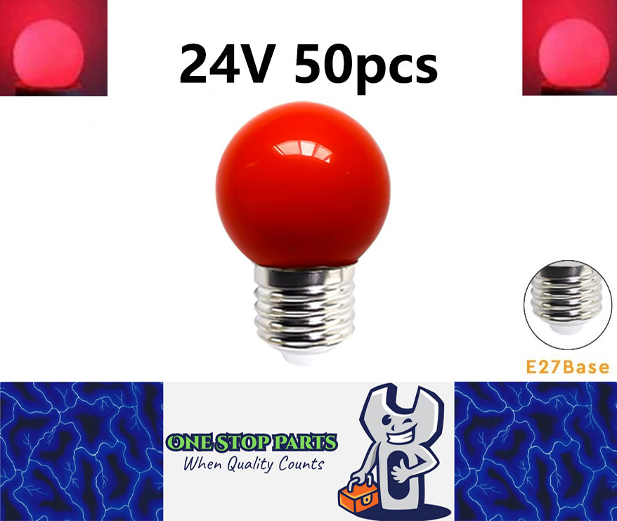50 x Red 24V E27 1W LED Bubble Globe Frosted Red Lens for sign party (50pcs)