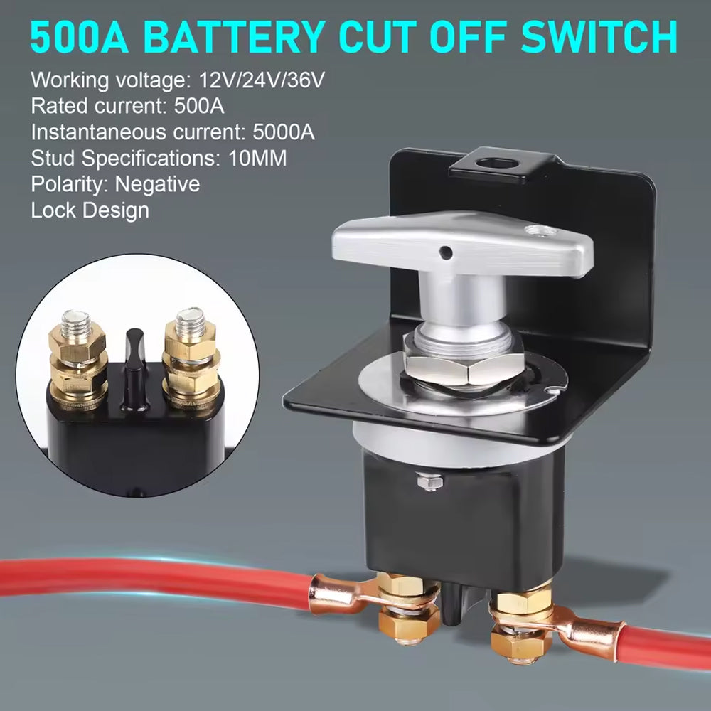500A Battery Disconnect Switch 12V 36V Battery Kill Switch with Lockout Plate